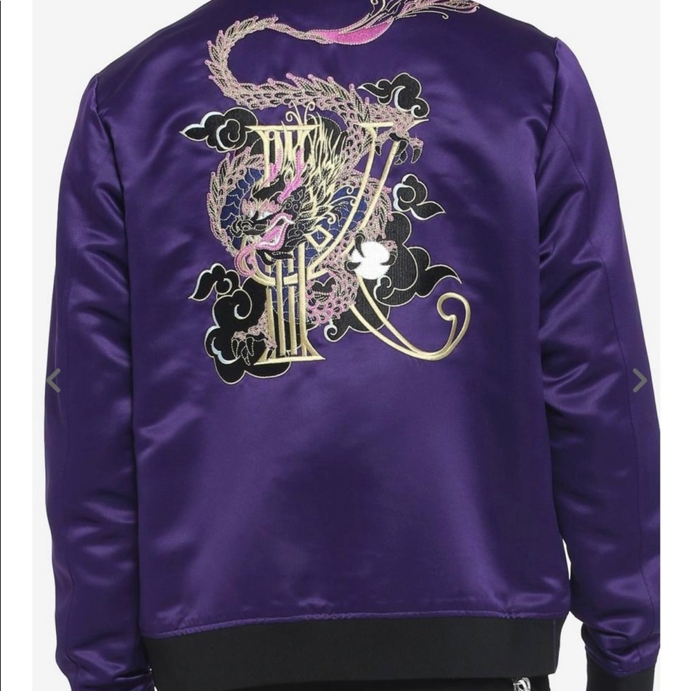 MARVEL ETERNALS (NWT) Purple Silk Embroidered Bomber Jacket